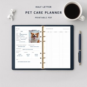 Pet Care Planner Printable Half Letter Planner Insert Dog Planner Cat Planner Instant Download PDF