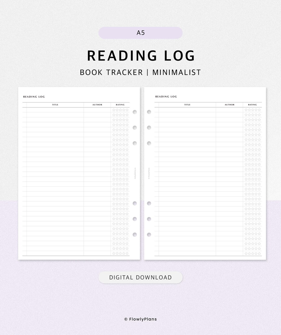 Reading Log Printable | A5 Planner Insert | Book Tracker, Reading ...