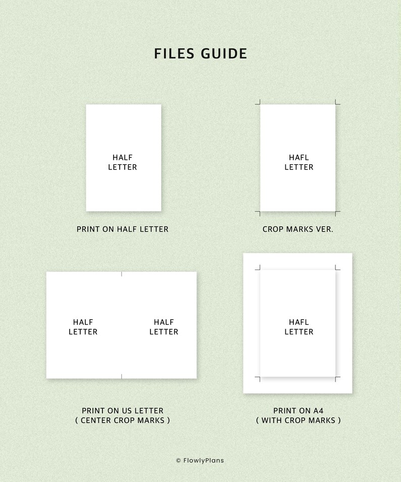 Half Letter Planner Insert Files Guide Printable , HalfLetter Print on Per cut paper A4 Letter