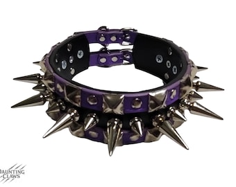 Iron Maelstrom Nightbreaker-kraag met spikes - brede paarse en zwarte kraag met studs