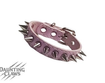 Petal & Spite Single Row Spiked Cuff - Pink Vegan Leather Spike Bracelet