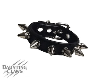Midnight Ruin Single Row Spiked Cuff - Black Vegan Leather Spike Bracelet