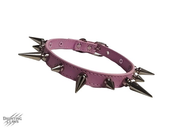 Bubblegum Ruinspire Collar Classic Spiked Collar - Pink Faux Leather Choker with Alternating Tree Spikes