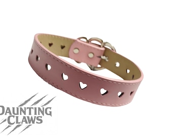 Candyheart halsketting met uitgesneden kraag - roze hartchoker van kunstleer