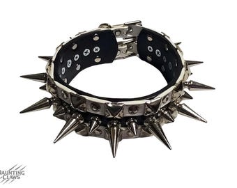 Iron Maelstrom Carnivale spijkerkraag - bezaaide brede zwart-witte puntige kraag Grote stekelige punkchoker