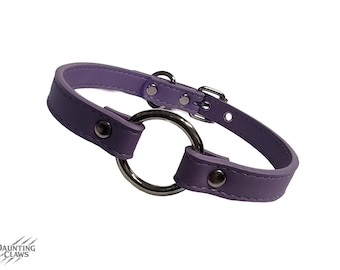 Ghostlilac Wisp Ring Collar - Pastel Purple Faux Leather O-Ring Choker