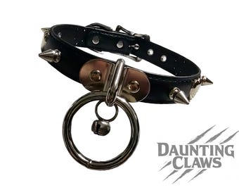 Spitekitten Heartspike-halsband - Heart Stud en Spike Halter Ring Kitten Bell-halsband
