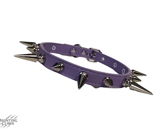 Ghostlilac Ruinspire-halsband Klassieke kraag met spijkers - pastelpaarse imitatieleren choker met afwisselende spikes