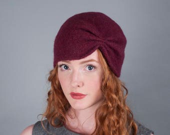 Women's Wool Felt Winter Hat // Merino Wool // Turban  // 1920's style // Gifts for Her // Beanie // Tuque // Retro // Good for Short Hair