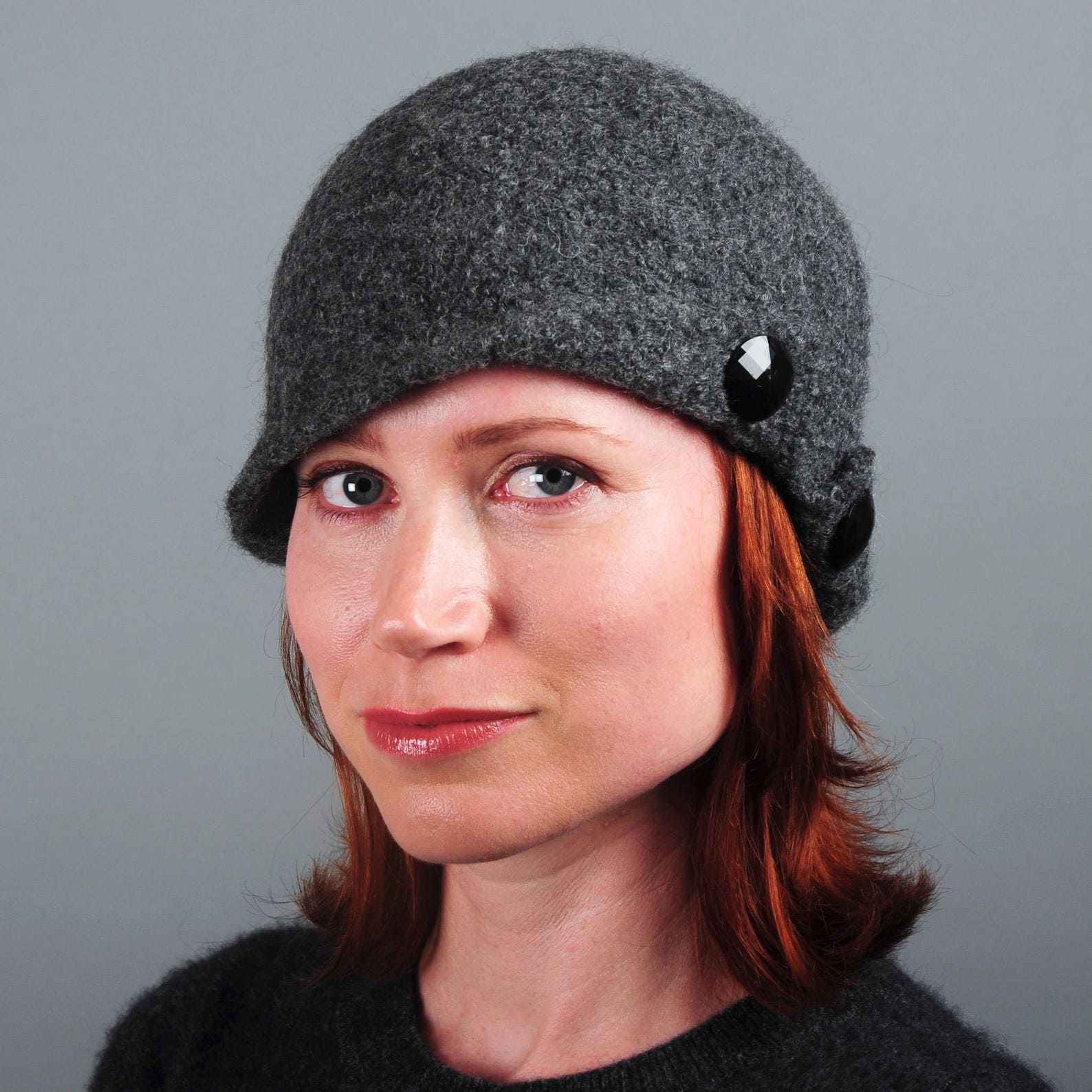 Women's Wool Felt Winter Hat // Merino Wool // Button up Etsy