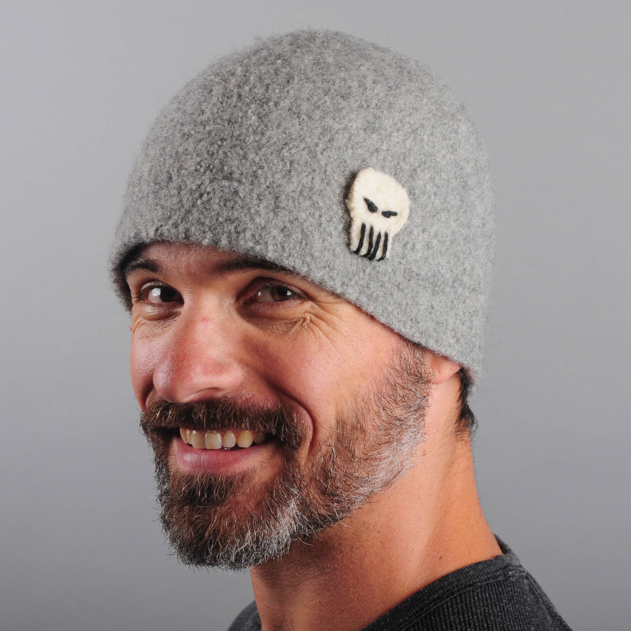 Skull Hat // Men's Wool Felt Winter Hat // Merino Wool // Etsy