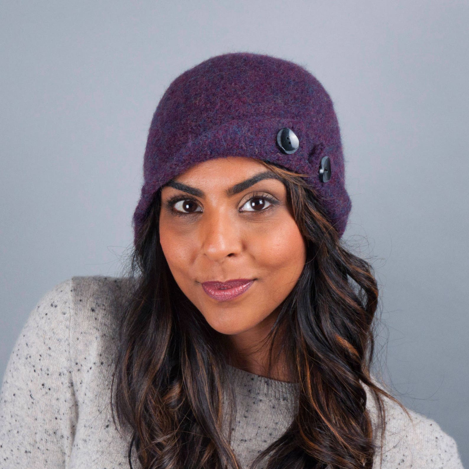 Women's Wool Felt Winter Hat // Merino Wool // Button up Etsy