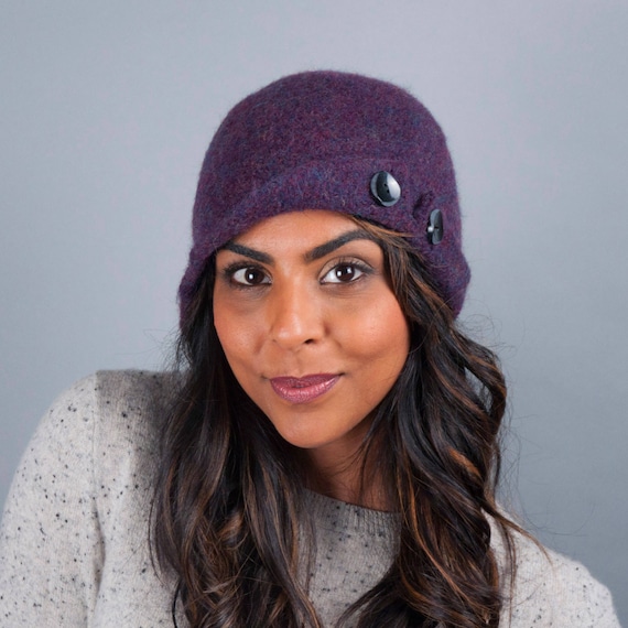 Women S Wool Felt Winter Hat Merino Wool Button Up Etsy