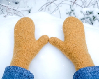 Felted Merino Wool Mittens: Windproof Winter Warmth
