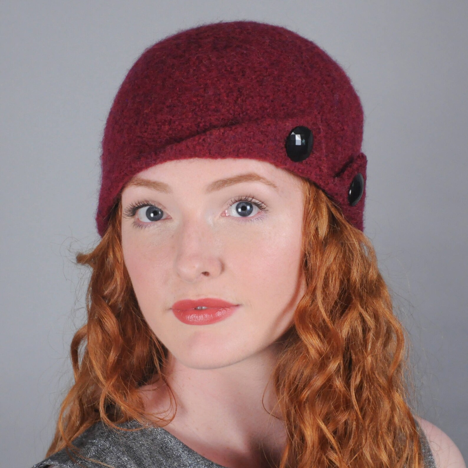 Women's Wool Felt Winter Hat // Merino Wool // Button up Etsy