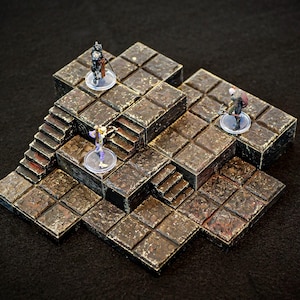 Juego de elementos magnéticos para terreno de D&D - Losetas de mazmorra pintadas a mano de 28 mm