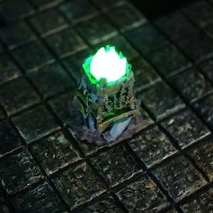 Brasero LED de llama eterna – Terreno de mazmorra RPG de 28 mm