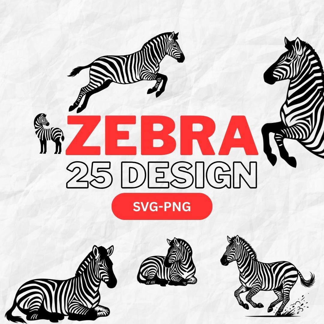 25 Zebra SVG Mega Bundle | Silhouette Clipart and PNG | Safari Jungle ...