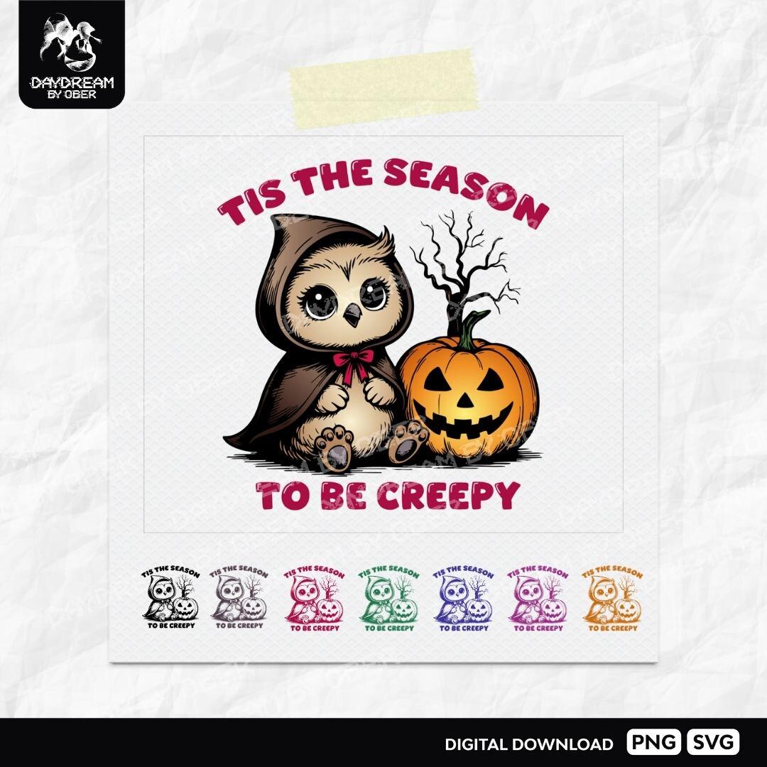 Tis the Season to Be Creepy Halloween Owl SVG, Retro Pumpkin Design ...