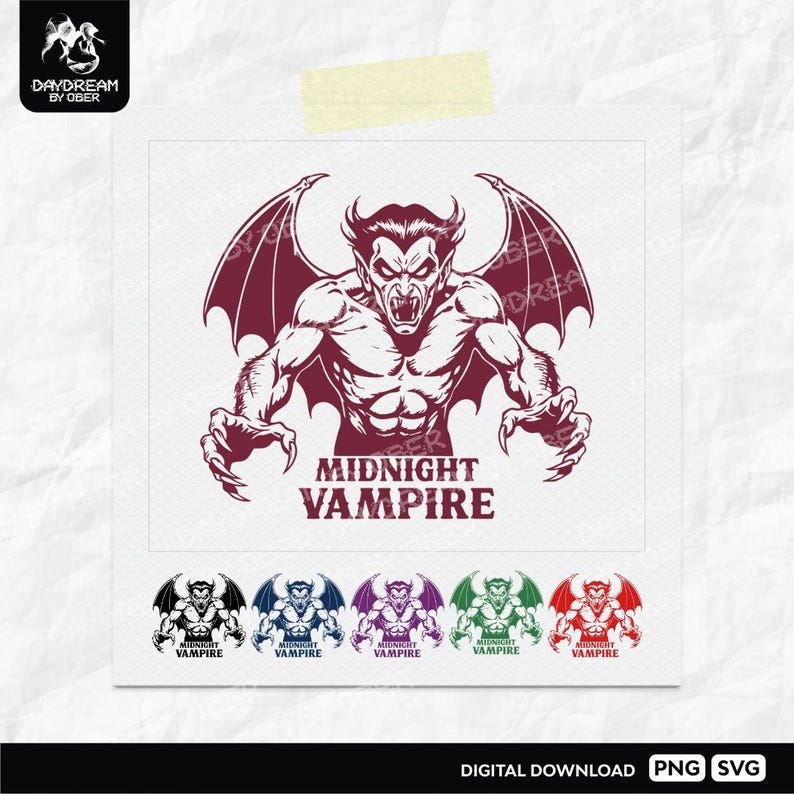 Midnight Vampire SVG PNG Bundle - Gothic Vampire Monster Multi Colour ...