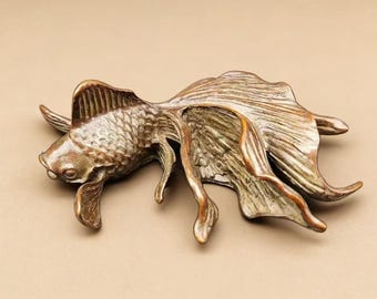 木彫り　鯉　carp fish レトロアンティーク　置物 Antique Japan Bronze Koi Carp Sculpture 1880 Meiji Lost Wax Craft