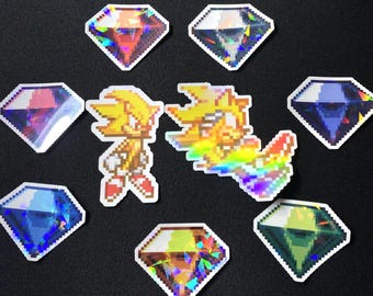 Sonic The Hedgehog Chaos Emerald Collection Waterproof Vinyl Stickers