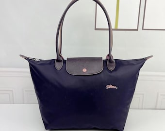 Borsa a tracolla vintage Longchamp Le Pliage Tote viola taglia grande