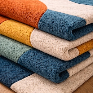 Add bold color and modern elegance to your home with this Modern Abstract Area Rug featuring teal, mustard yellow, and burnt orange tones. Designed with a striking geometric pattern, this contemporary rug instantly transforms any space into a stylish and inviting interior. Its artistic curved shapes and vibrant color palette make it a perfect statement piece for modern homes, apartments, and designer interiors.