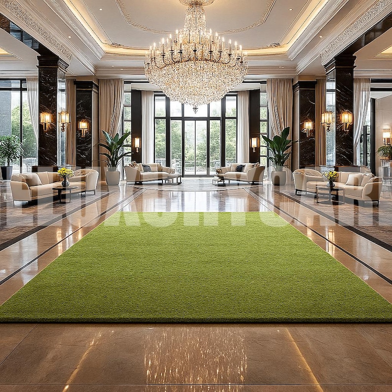 Luxury Green Area Rug, Modern Hotel Lobby Carpet - Etsy