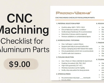 CNC Machining Checklist for Aluminum | Engineer Reference Sheet | 1-Page PDF