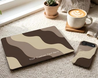 Abstract Coffee Swirl MacBook Case | Wavy Latte Laptop Cover (Customizable)