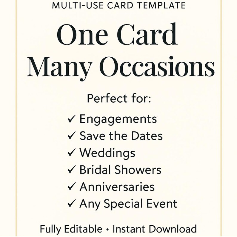 Multi-use Message Card Template | Engagement, Wedding, Bridal Shower ...