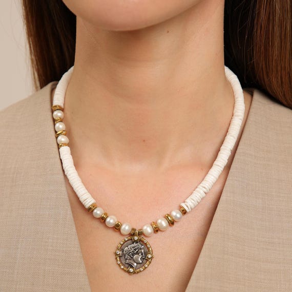 White Coral Necklace with Roman Gold-Filled Pendant – Everyday Chic Necklace | gemstone jewelry, dainty necklace