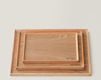 Japanese Solid Wood Serving Tray, Minimalist Coffee Tea Platter, WENSHUO