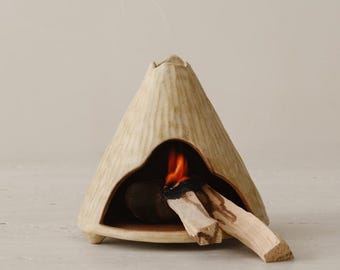 Wabi-Sabi Ceramic Palo Santo Burner, Mountain Aroma Decor, WENSHUO