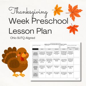 Thanksgiving Vorschul-Unterrichtsplan | Ohio SUTQ Aligned (PDF)