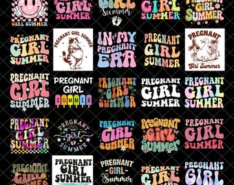 Pregnant Girl Summer Png Bundle, Pregnant Shirt Design Png, Mothers Day Png, Baby Announcement,Pregnancy Reveal,Baby Shower Gift,New Mom Png