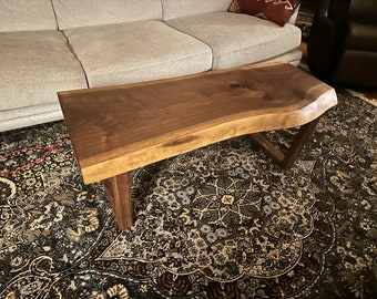 Handmade Live Edge Black Walnut Bench / Coffee Table