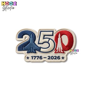 USA 250th Anniversary Jet & Rocket Patch, 1776-2026 American Independence Badge, Military Aviation Iron On, Patriotic Air Force Gift, Decal