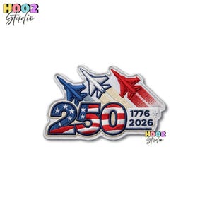 USA 250th Anniversary Jet Patch, 1776-2026 Air Show Badge, Pilot Embroidered Iron On, Military Aviation Gift, Semiquincentennial Decal