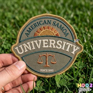 American Samoa University Embroidered Patch, Since 1892 University Iron On Badge, Law Scales Justice Symbol, College Student Alumni Gift