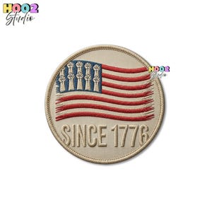 Since 1776 American Flag Patch, Patriotic USA Heritage Badge, Retro Independence Day Iron On, Minimalist US Pride Gift, Embroidered Decal