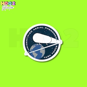 UAP Task Force Sticker, Unidentified Aerial Phenomena Decal, UFO Research Mission Patch, Alien Disclosure Art, Sci-Fi Vinyl Laptop Sticker