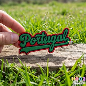 Portugal Embroidered Patch, Custom Script Name Iron On, Portuguese Flag Colors Retro Patch for Jackets Hats, Travel Souvenir Gift, Portugal