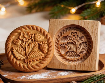 Moule à biscuits aux fraises, emporte-pièce en bois gaufré 3D, outil de cuisson des fruits, tampon fait main pour pâtisseries et cadeaux
