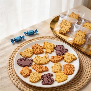 Funny Cat Cookie Cutter Set | Meme Kitty Fondant Stamp | Cute Animal Dough Press | Cat Lover Gift | Kawaii Baking Mold