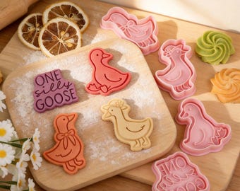 One Silly Goose Cookie Cutter, First Birthday Biscuit Mold, Cute Duck with Bonnet Biscuit Mold, Farm Theme Baby Shower Biscuit Mold