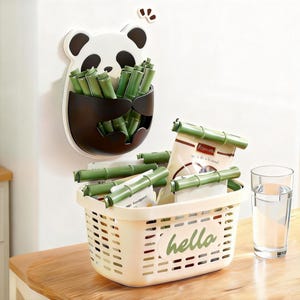 Cute Panda Magnetic Bag Sealing Clips Set, Bamboo Shaped Food Storage Clips with Magnetic Holder, Kawaii Fridge Decor,Kitchen Organizer Gift