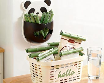 Cute Panda Magnetic Bag Sealing Clips Set, Bamboo Shaped Food Storage Clips with Magnetic Holder, Kawaii Fridge Decor,Kitchen Organizer Gift