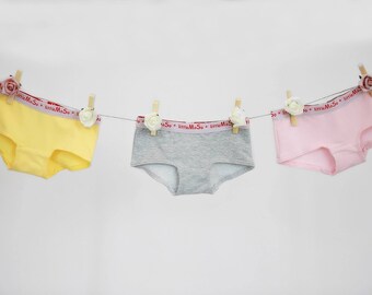 Girls Bamboo Panties, Girls Boyshort Underwear, Girls Underwear, Organic Underwear, Eco Panties, Sensitive Skin Panties